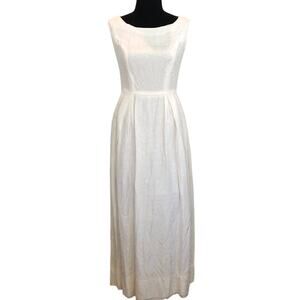 Vintage 1960s white light brocade gown maxi dress  prom wedding size small